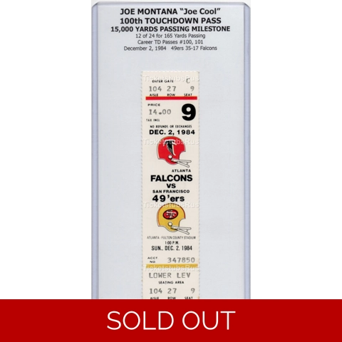 Joe Montana 100th TD PASS 15,000 YDS PASSING 1984 Falcons 49ers 12/2 Full Ticket